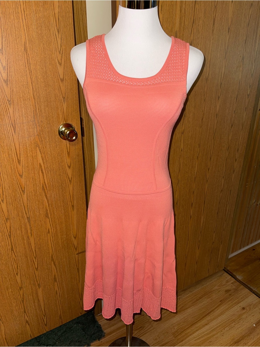 Cynthia Rowley Coral Knit Sleeveless Fit-and-Flare Dress